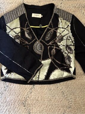 Eleven Paris Black and Silver Sequin Embellished Jacket